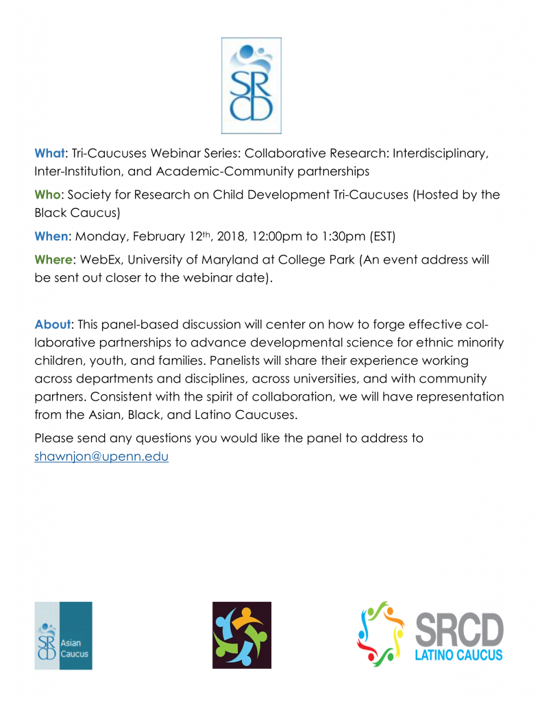 SRCD Tri-Caucus Seminar Save The Date